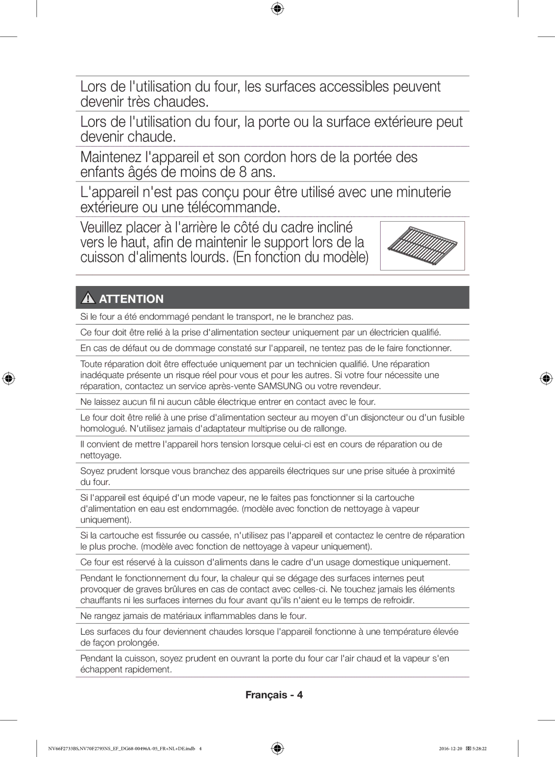 Samsung NV66F2733BS/EF, NV70F2793NS/EF manual Français 