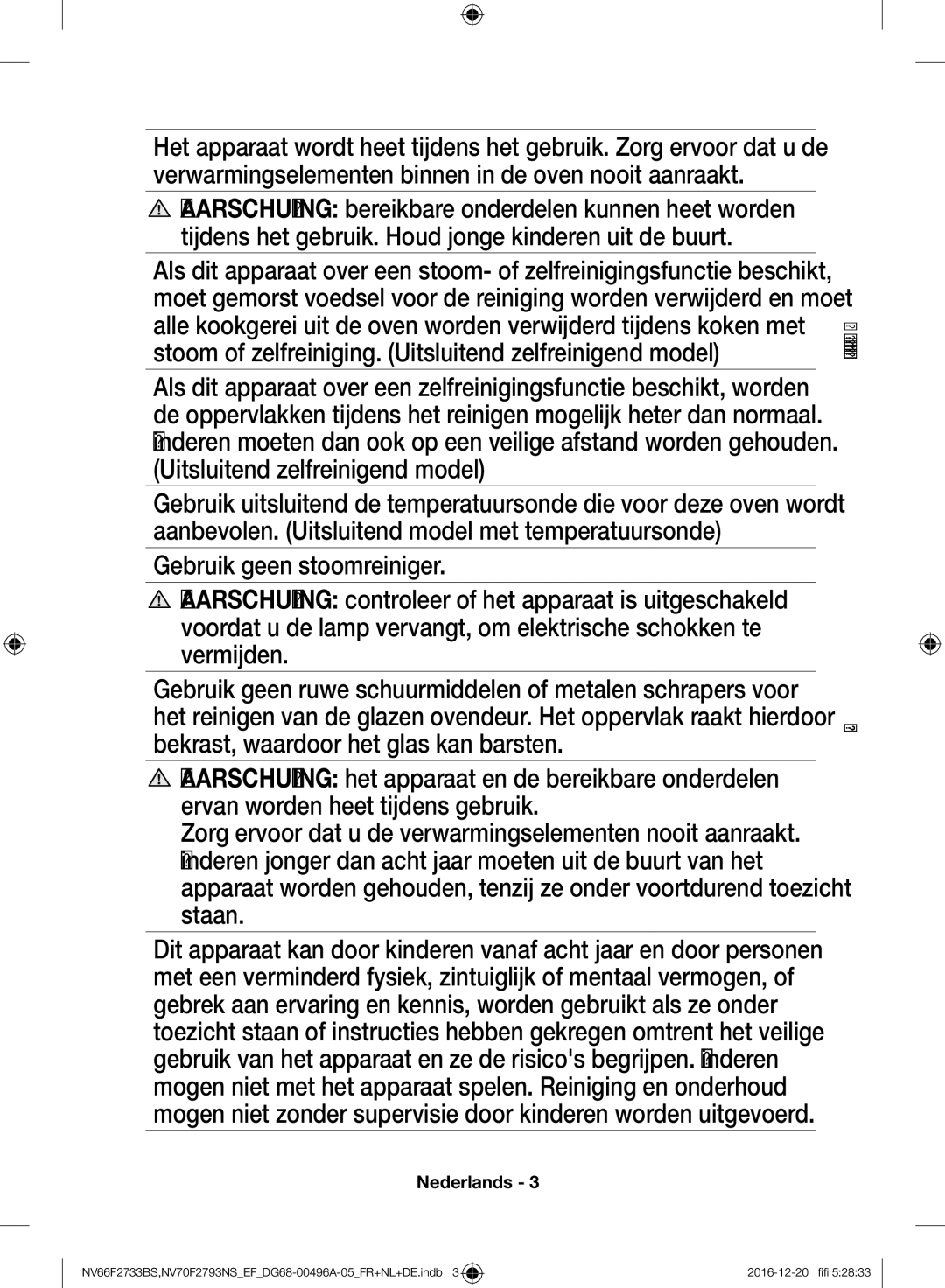 Samsung NV70F2793NS/EF, NV66F2733BS/EF manual Neiligheine nwijzisaa bruik deze geover Tructie 