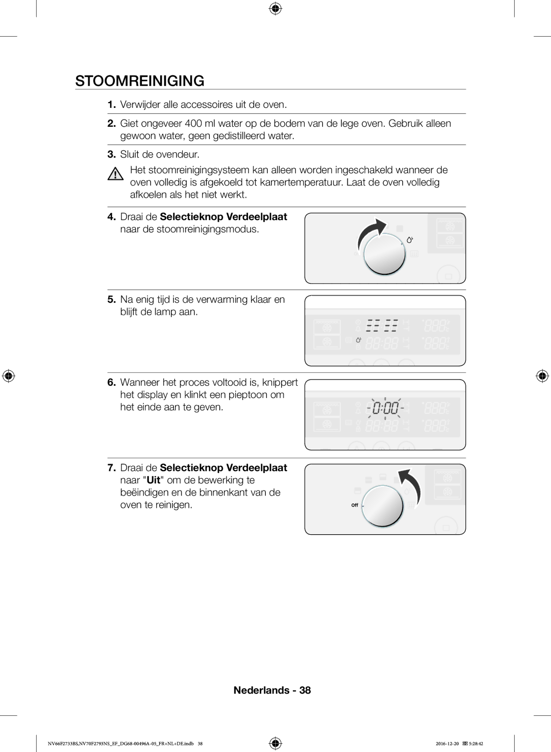 Samsung NV66F2733BS/EF, NV70F2793NS/EF manual Stoomreiniging 