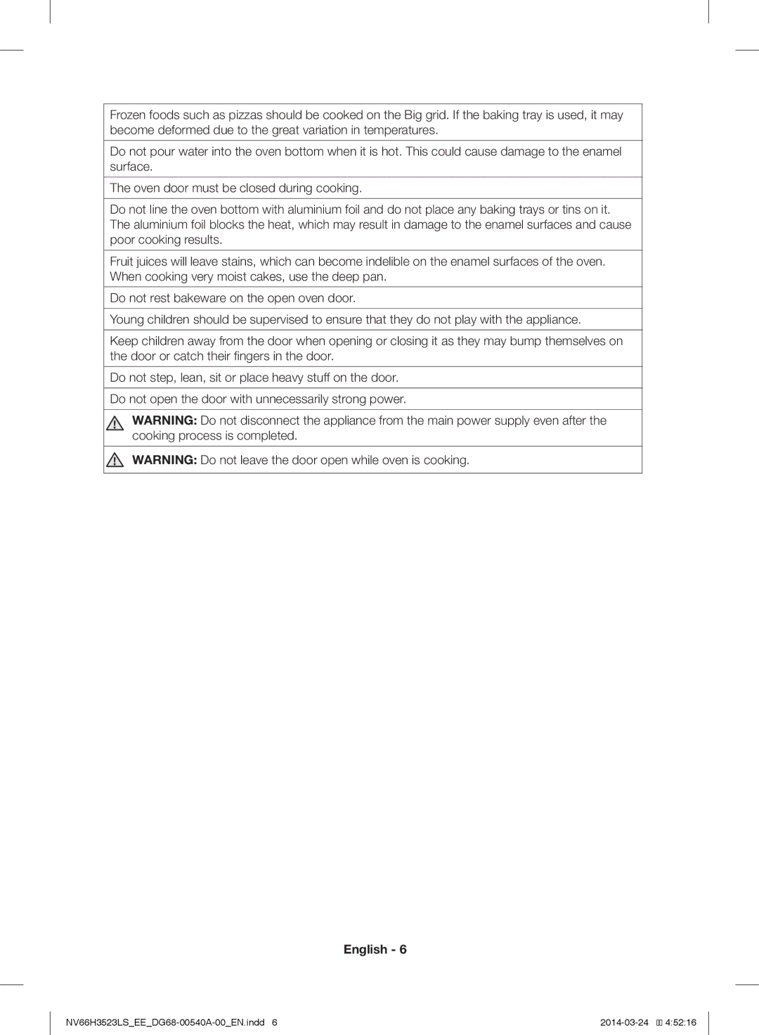 Samsung NV66H3523LS/EE manual English 