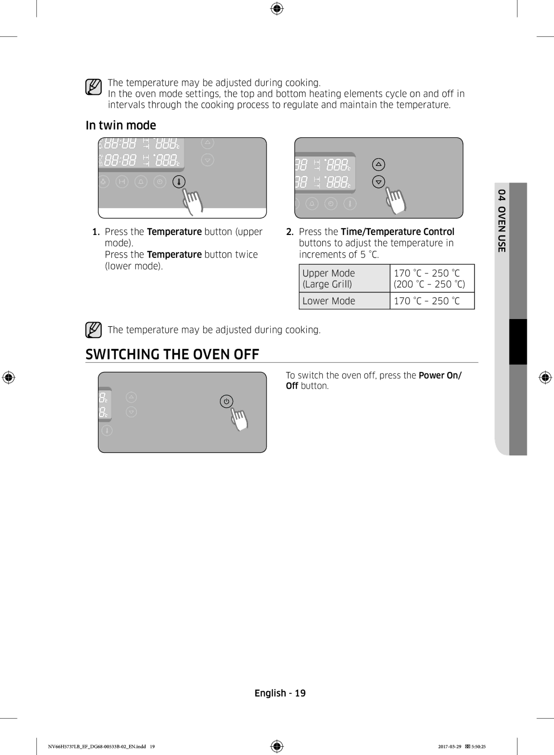 Samsung NV66H5737LB/EF manual Switching the Oven OFF 