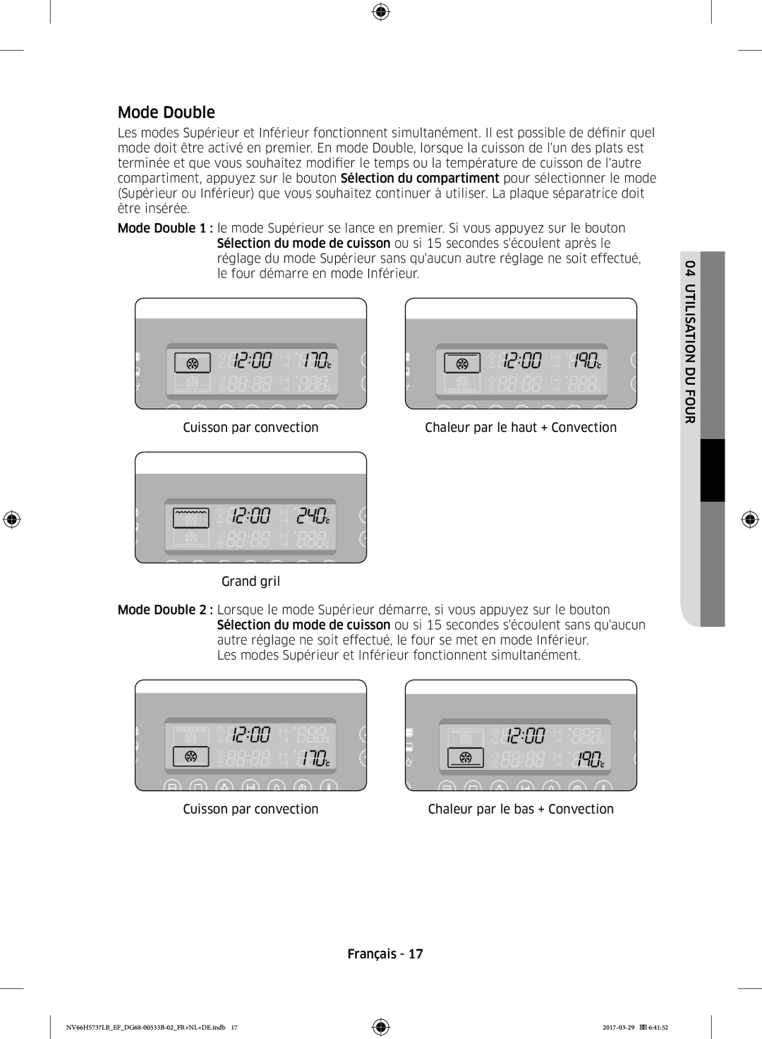 Samsung NV66H5737LB/EF manual Mode Double 