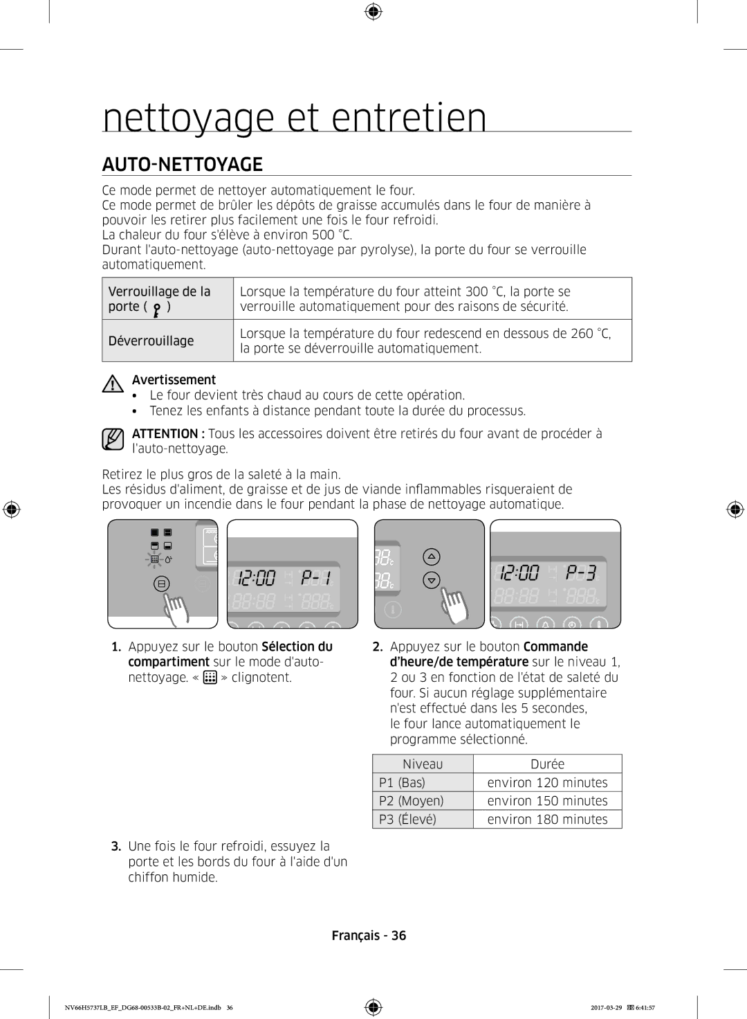 Samsung NV66H5737LB/EF manual Nettoyage et entretien, Auto-Nettoyage 