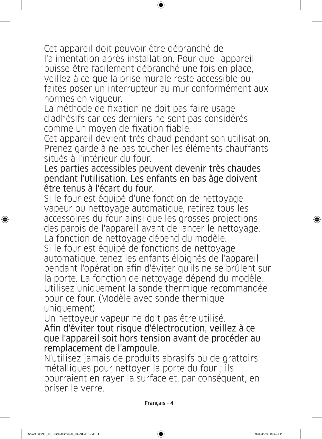 Samsung NV66H5737LB/EF manual Français 