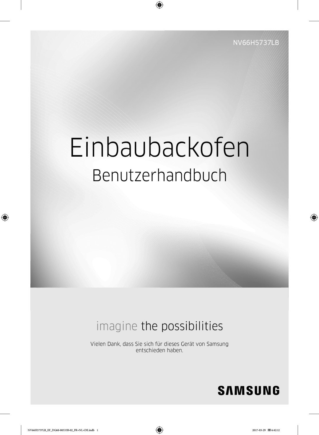 Samsung NV66H5737LB/EF manual Einbaubackofen, Benutzerhandbuch 