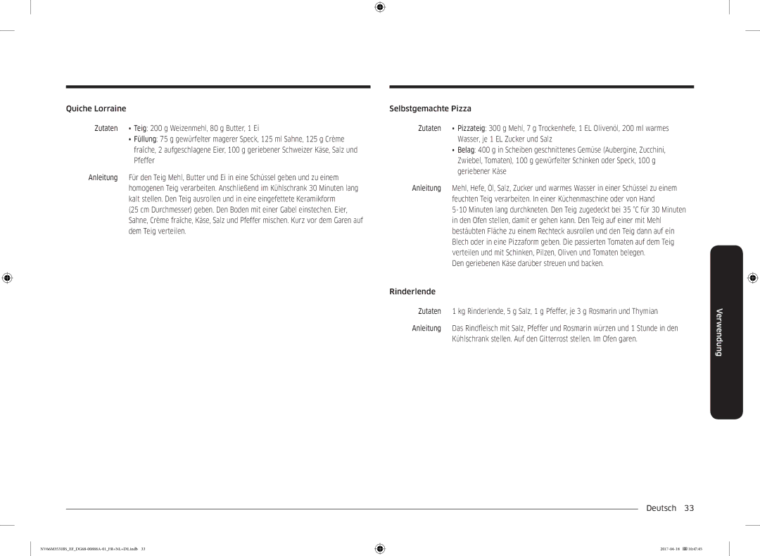 Samsung NV66M3531BS/EF manual Verwendung 