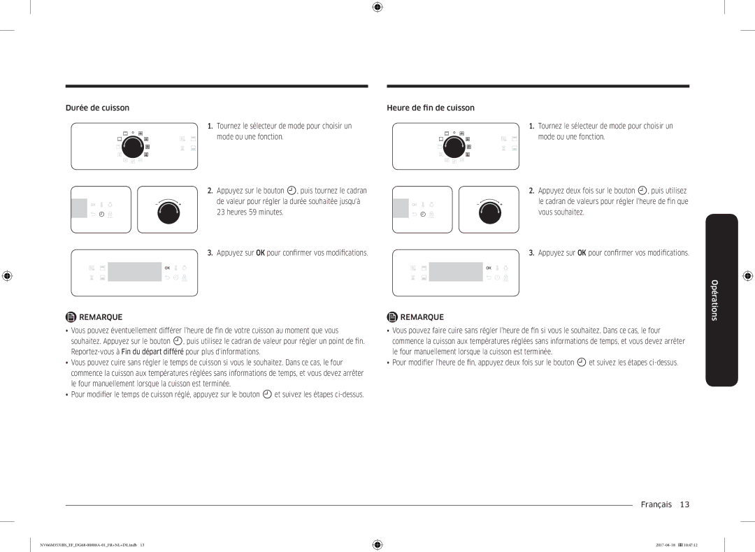 Samsung NV66M3531BS/EF manual Pour modifier lheure de fin, appuyez deux fois sur le bouton 