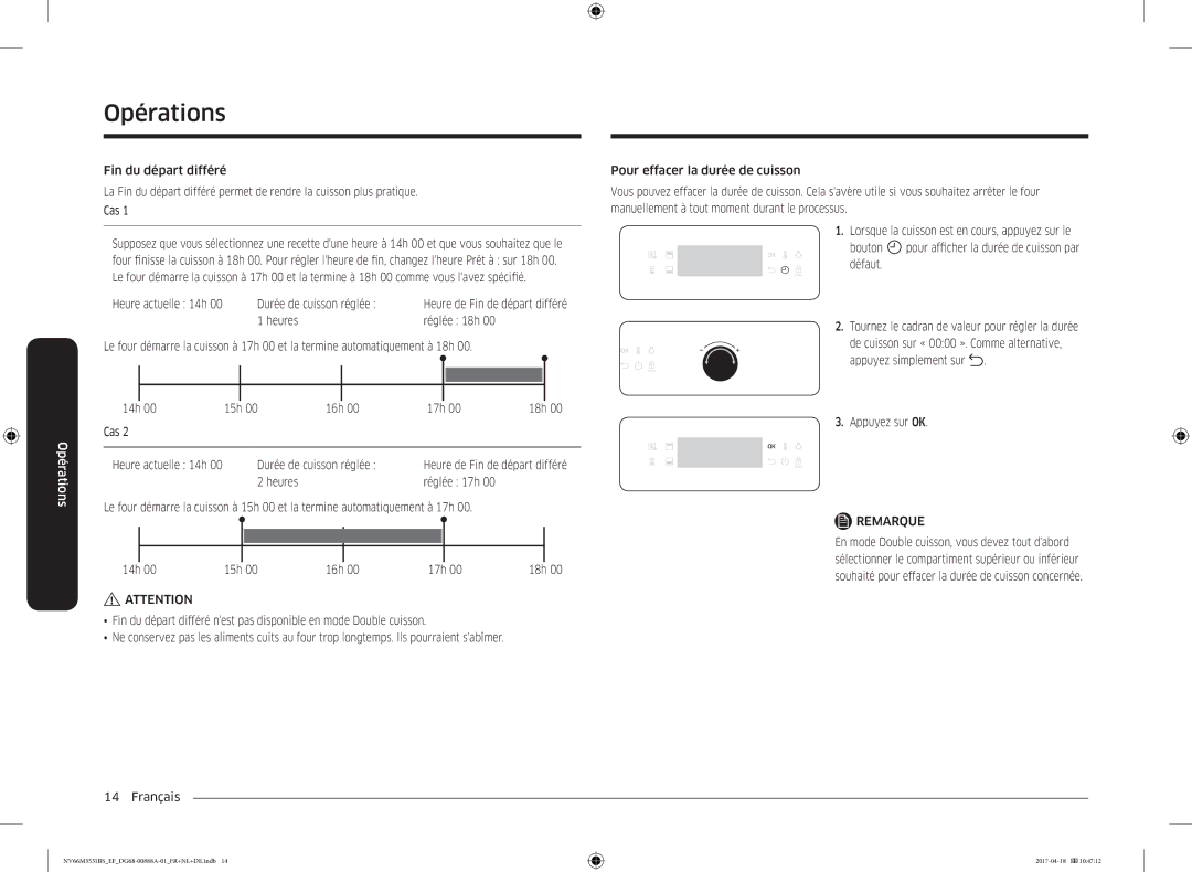 Samsung NV66M3531BS/EF manual Cas Heure actuelle 14h Durée de cuisson réglée, Appuyez sur OK 