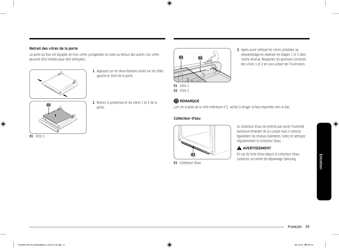 Samsung NV66M3531BS/EF manual Appuyez sur les deux boutons situés sur les côtés 