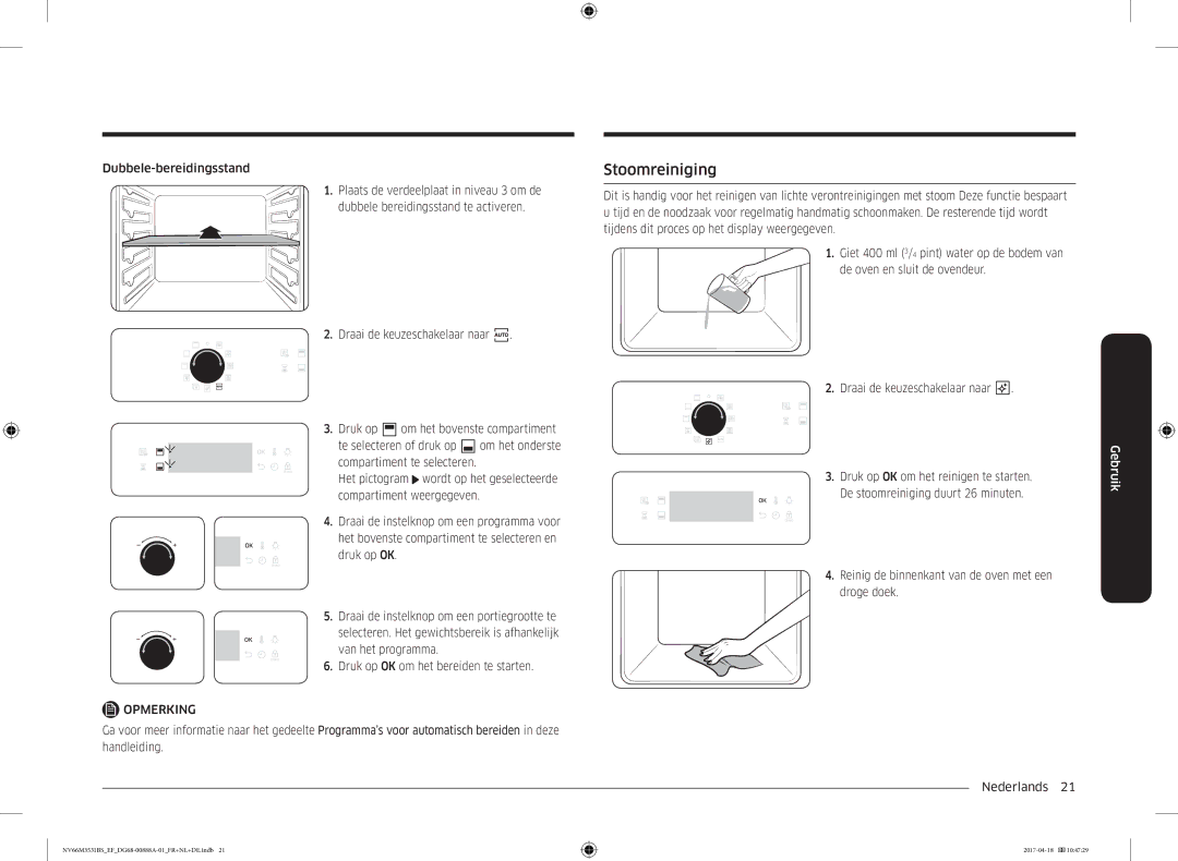 Samsung NV66M3531BS/EF manual Stoomreiniging, Dubbele-bereidingsstand 