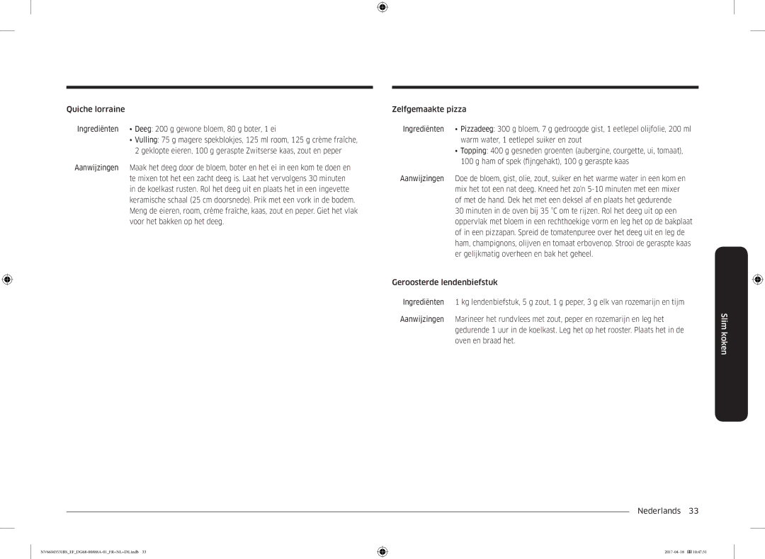 Samsung NV66M3531BS/EF manual Slim koken 