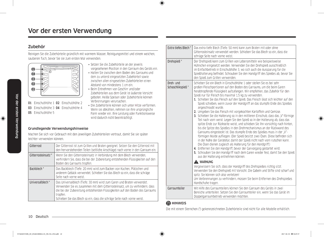 Samsung NV66M3531BS/EF manual Zubehör 