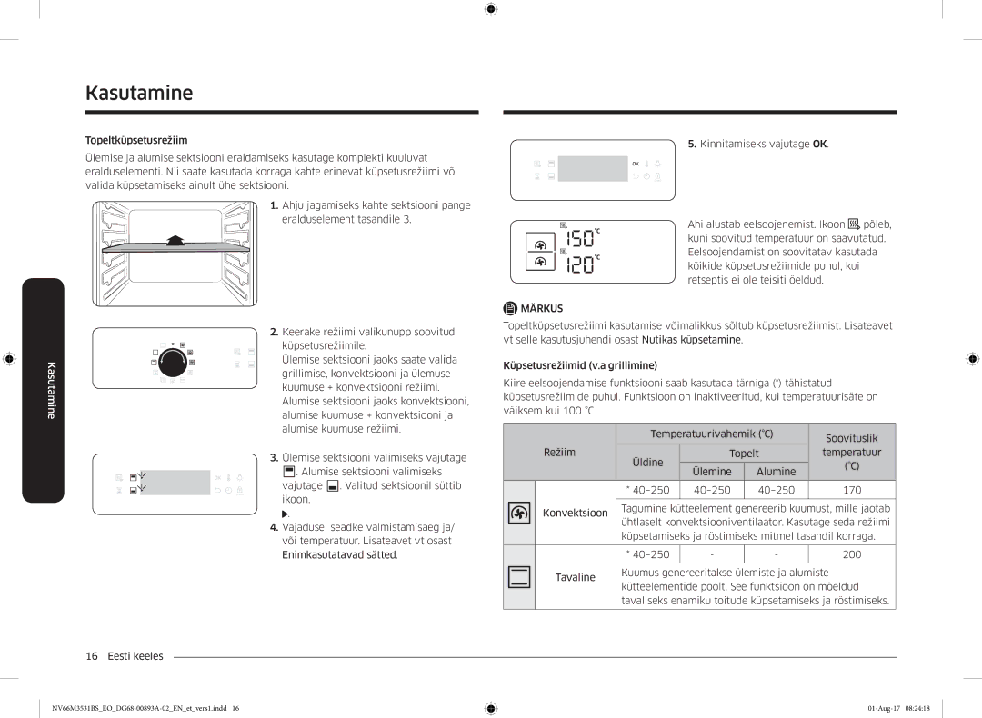 Samsung NV66M3531BS/EO manual Kasutamine 