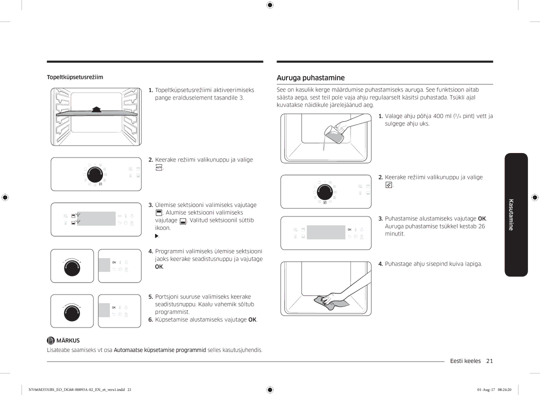 Samsung NV66M3531BS/EO manual Auruga puhastamine 