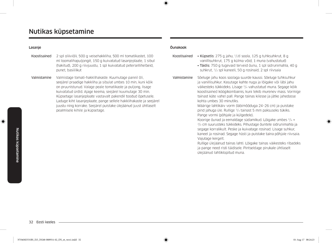 Samsung NV66M3531BS/EO manual Nutikas küpsetamine 