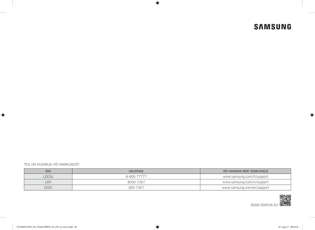 Samsung NV66M3531BS/EO manual Teil on Küsimusi VÕI MÄRKUSEID? 