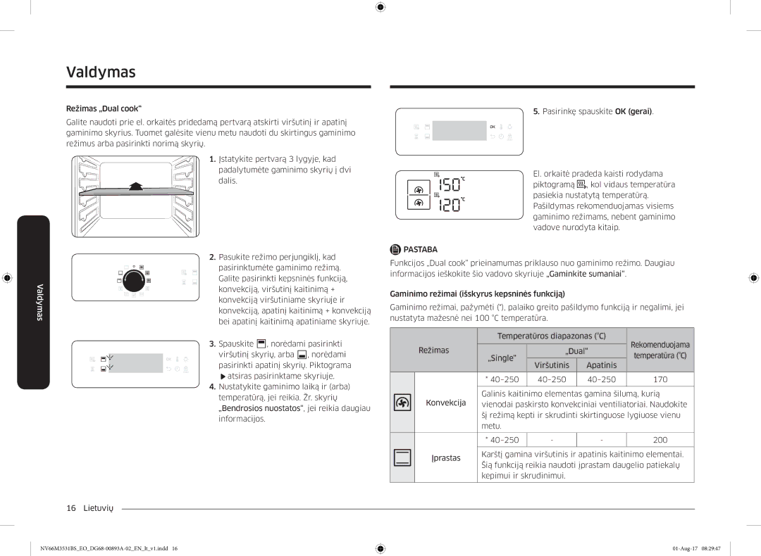 Samsung NV66M3531BS/EO manual Temperatūra C 