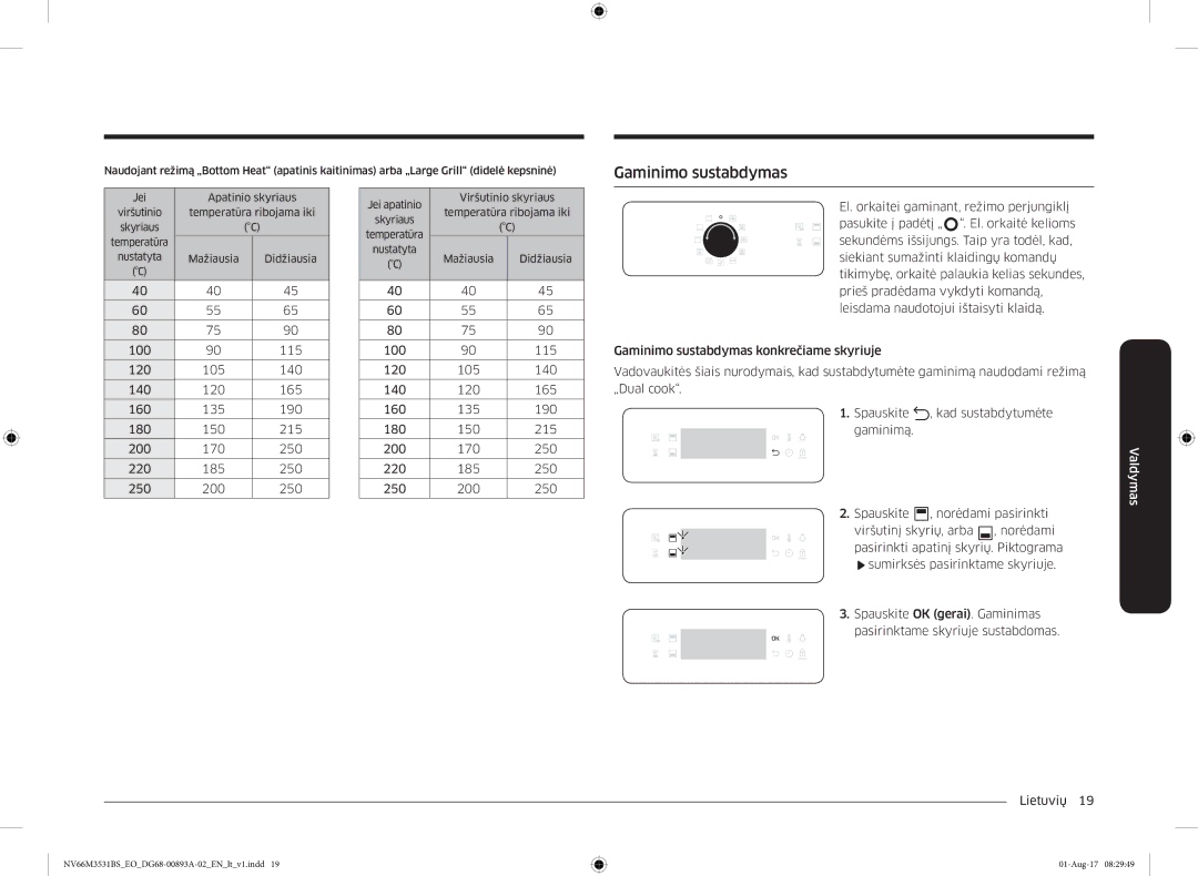 Samsung NV66M3531BS/EO manual Gaminimo sustabdymas 