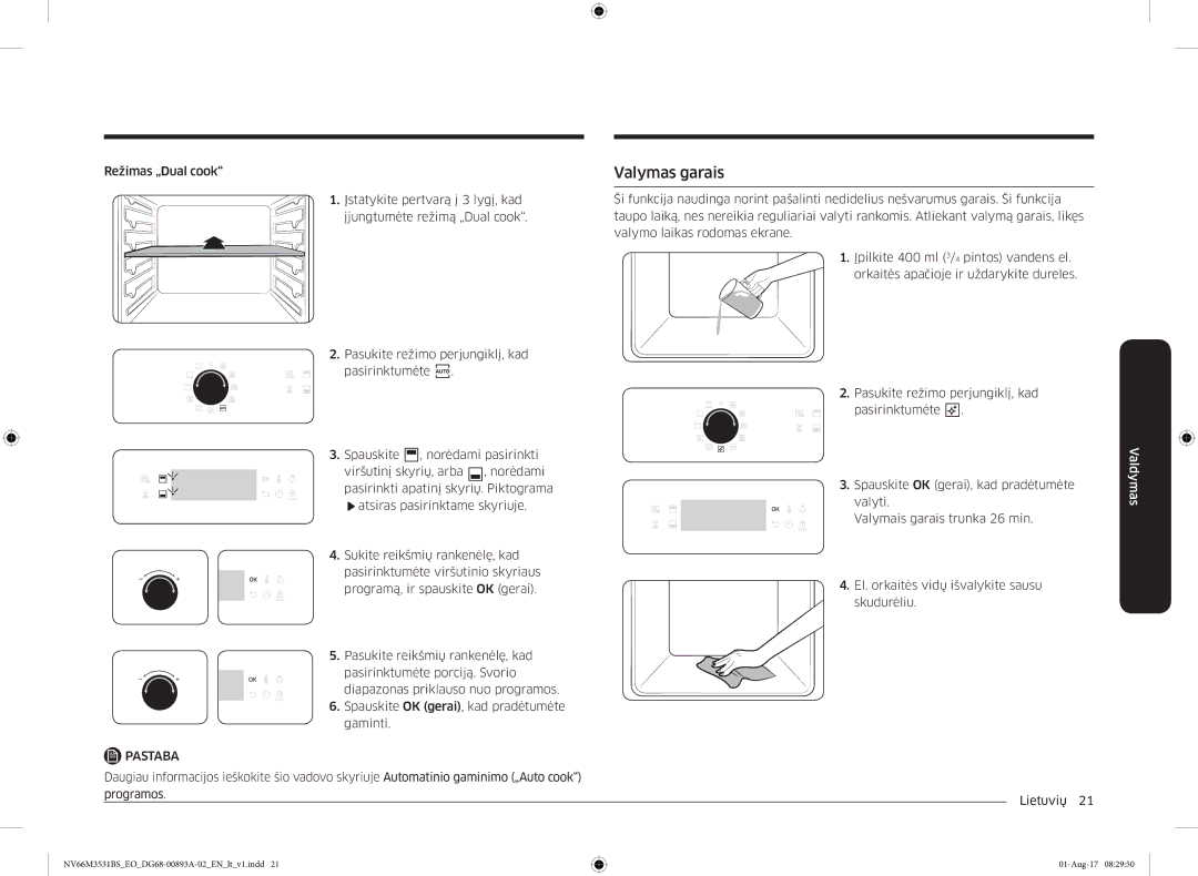 Samsung NV66M3531BS/EO manual Valymas garais 