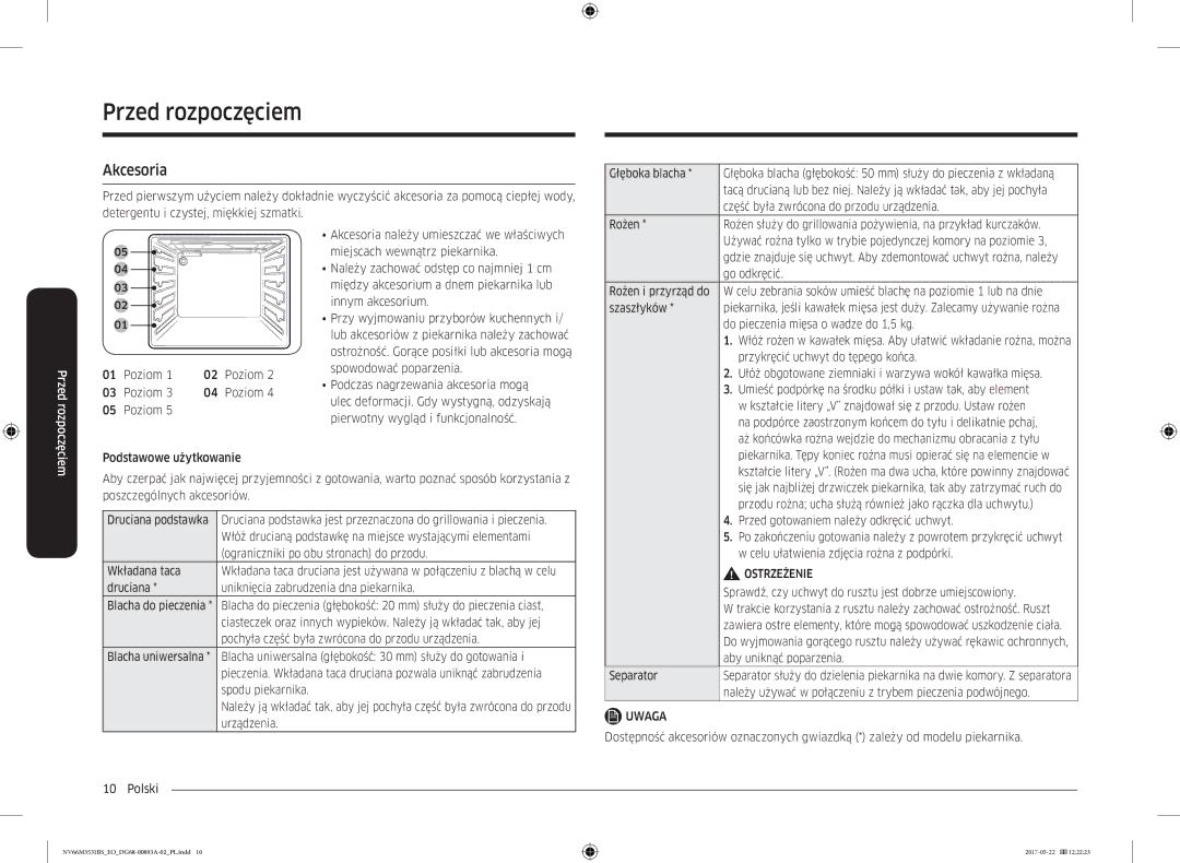 Samsung NV66M3531BS/EO manual Akcesoria 