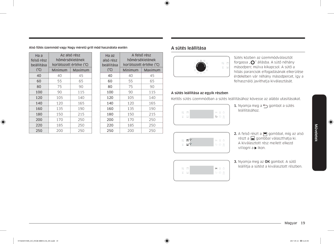 Samsung NV66M3531BS/EO manual Sütés leállítása 