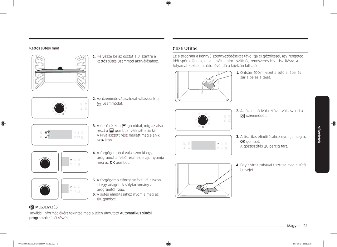 Samsung NV66M3531BS/EO manual Gőztisztítás 