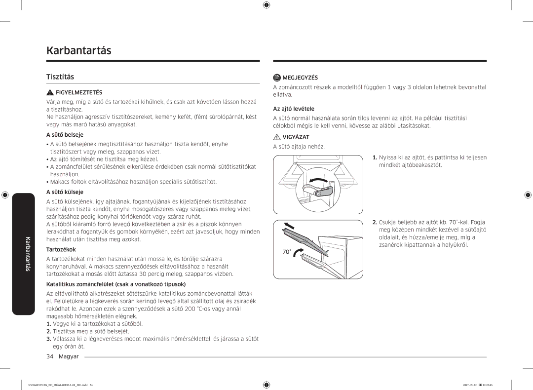 Samsung NV66M3531BS/EO manual Karbantartás, Tisztítás 