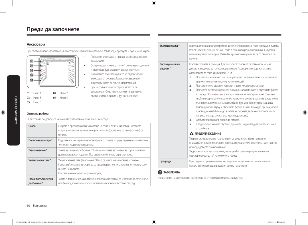 Samsung NV66M3531BS/OL, NV66M3531BS/EO manual Аксесоари, Основна работа 