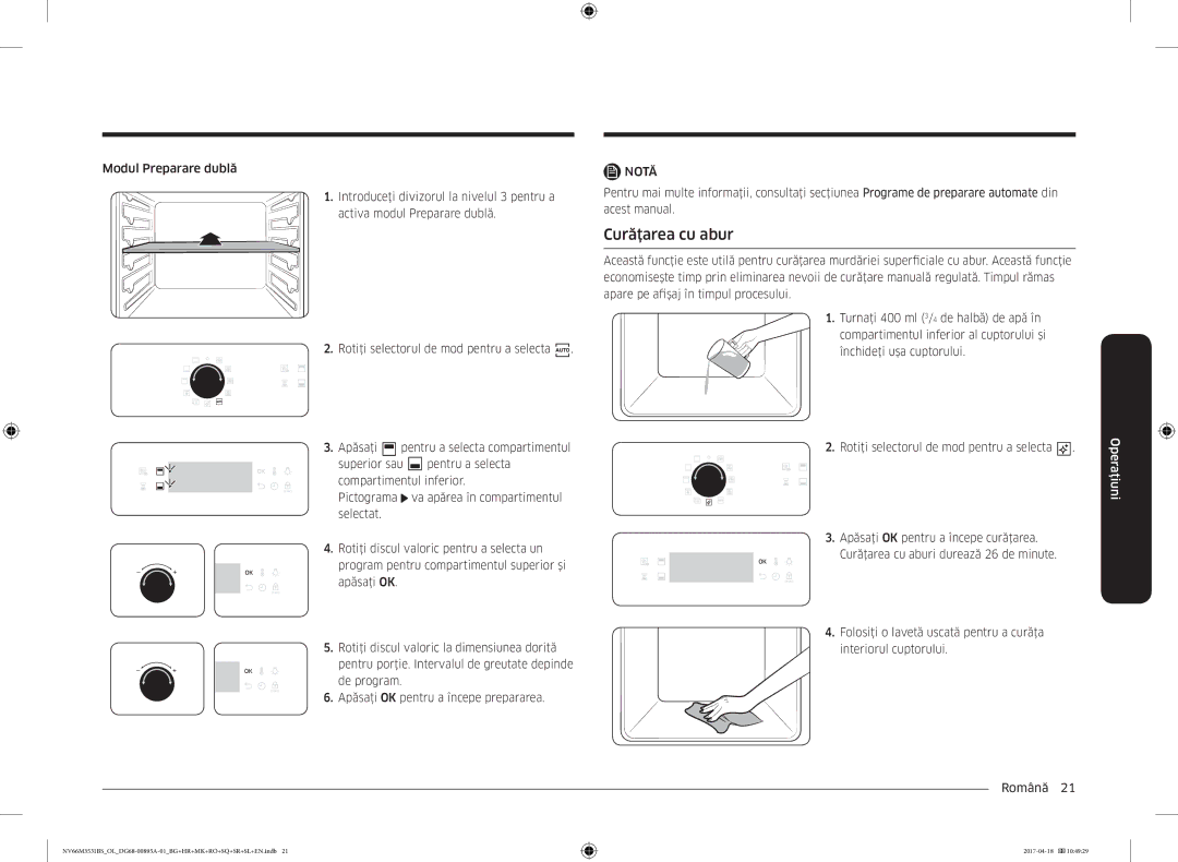 Samsung NV66M3531BS/EO, NV66M3531BS/OL manual Curăţarea cu abur 