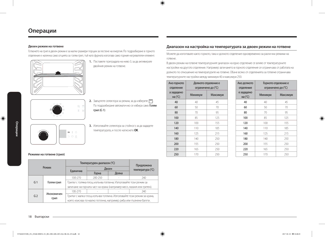 Samsung NV66M3531BS/OL, NV66M3531BS/EO manual Режими на готвене грил 