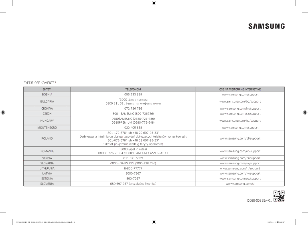 Samsung NV66M3531BS/OL, NV66M3531BS/EO manual Pyetje OSE KOMENTE? 