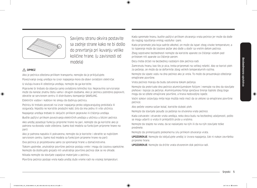 Samsung NV66M3531BS/EO, NV66M3531BS/OL manual Oprez 