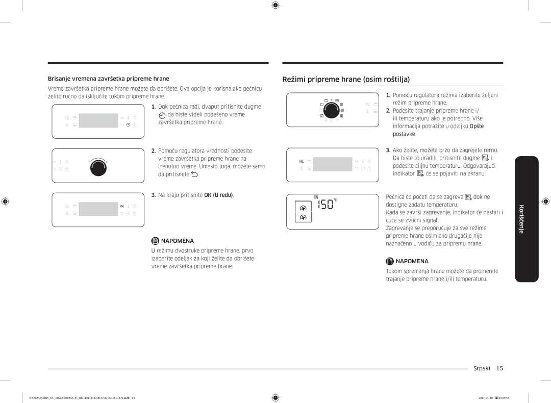 Samsung NV66M3531BS/EO, NV66M3531BS/OL manual Režimi pripreme hrane osim roštilja 