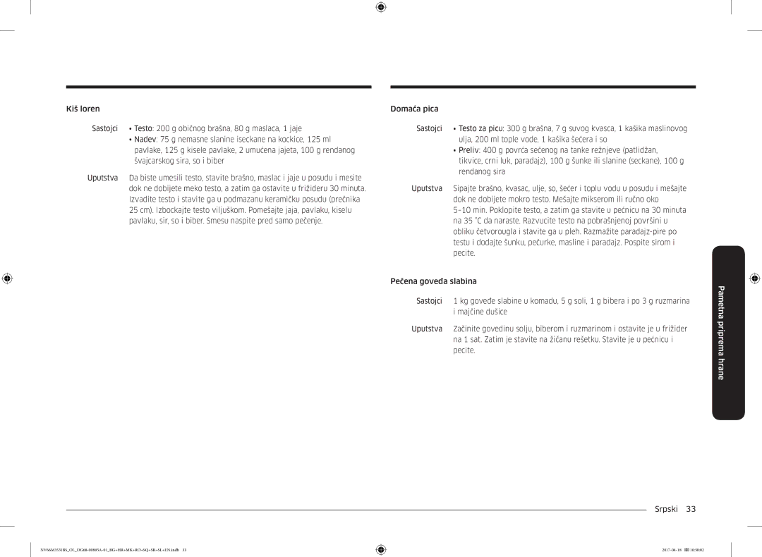 Samsung NV66M3531BS/EO, NV66M3531BS/OL manual Pametna priprema hrane 