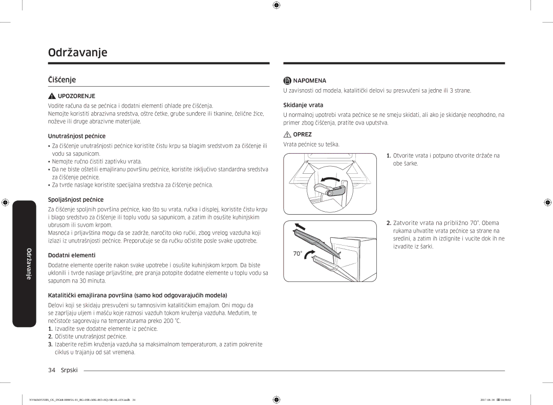 Samsung NV66M3531BS/OL, NV66M3531BS/EO manual Održavanje 