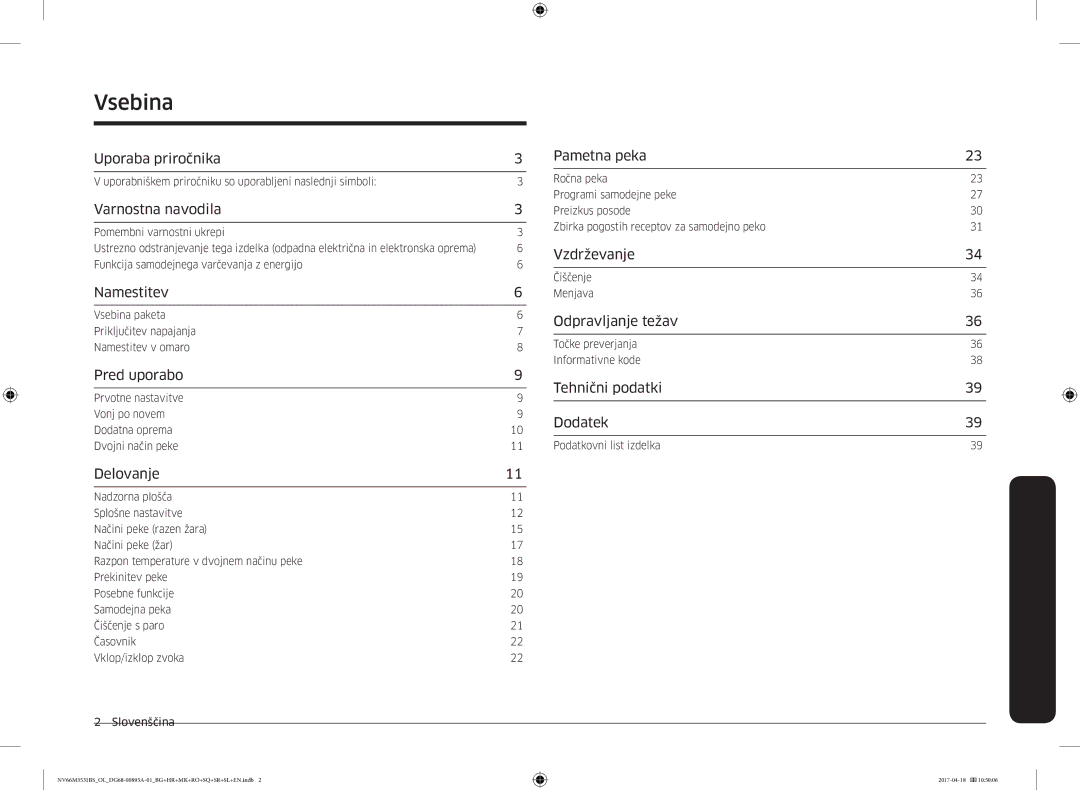 Samsung NV66M3531BS/OL, NV66M3531BS/EO manual Vsebina 