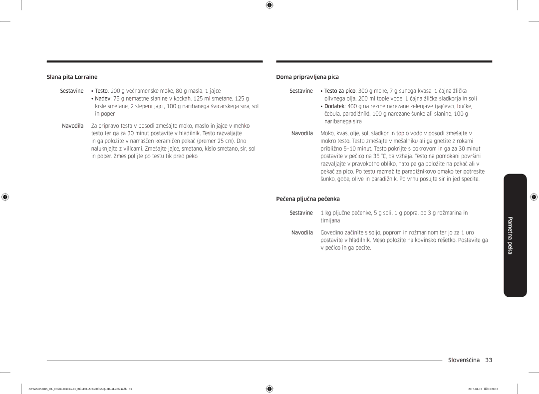 Samsung NV66M3531BS/EO, NV66M3531BS/OL manual Pametna peka 