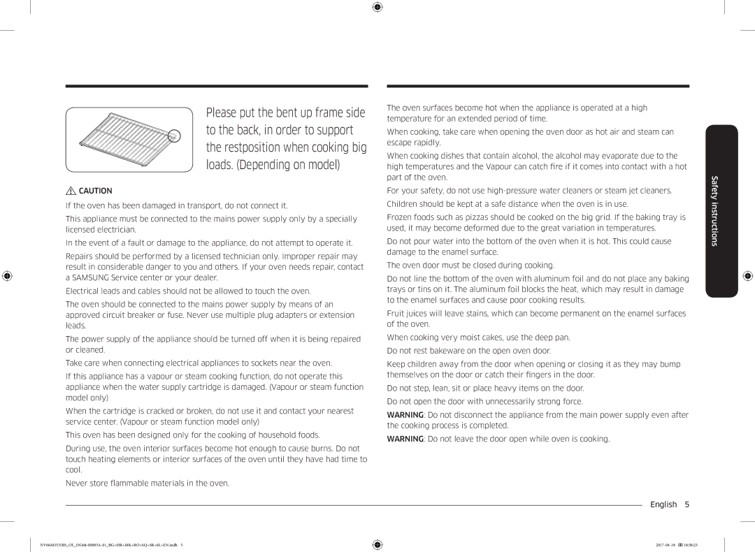 Samsung NV66M3531BS/EO, NV66M3531BS/OL manual Safety instructions 