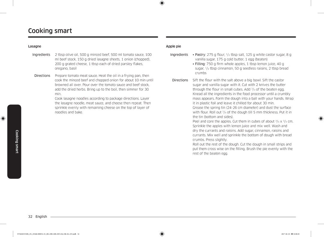 Samsung NV66M3531BS/OL, NV66M3531BS/EO manual Cooking smart 