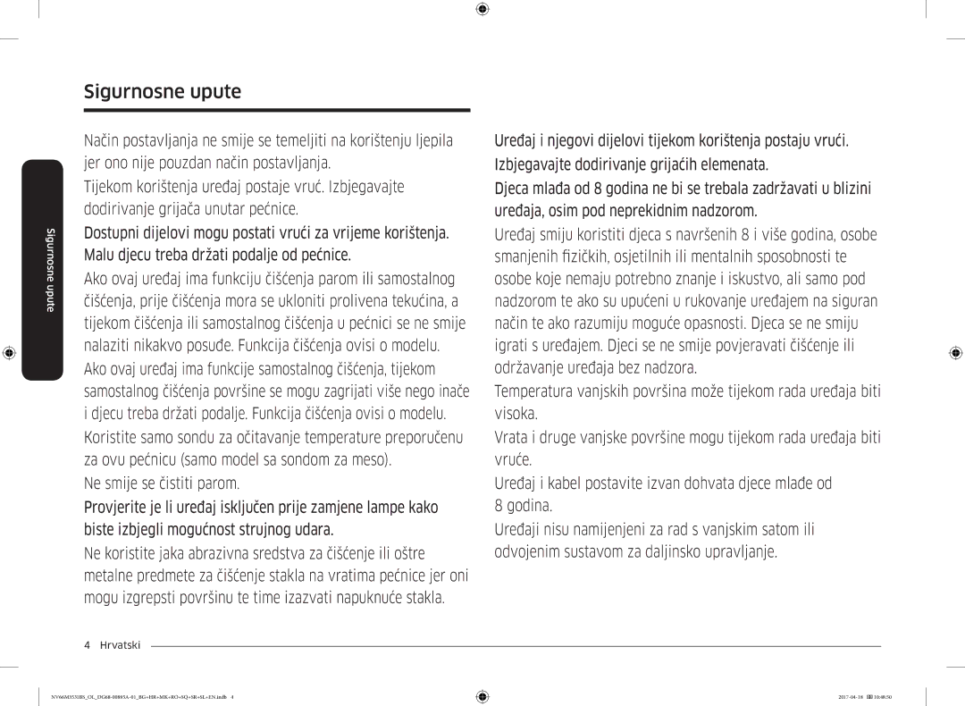 Samsung NV66M3531BS/OL, NV66M3531BS/EO manual Sigurnosne upute 