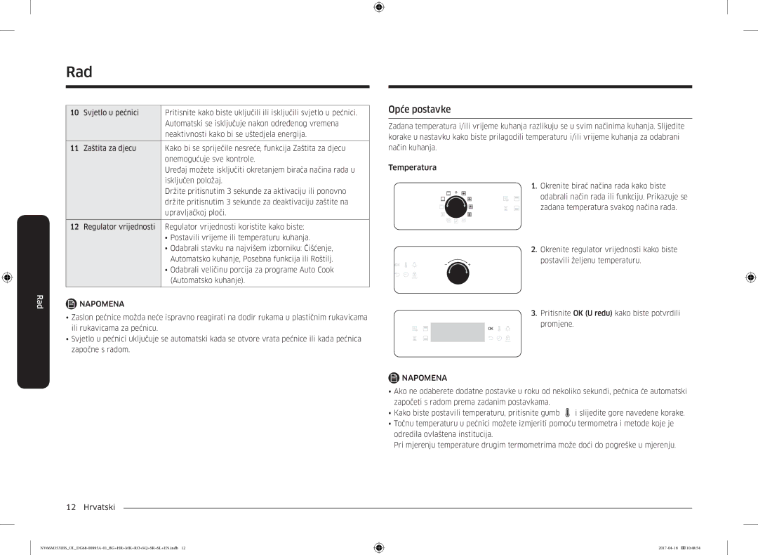 Samsung NV66M3531BS/OL, NV66M3531BS/EO manual Opće postavke 