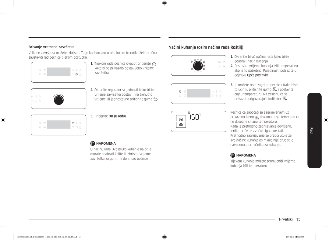 Samsung NV66M3531BS/EO, NV66M3531BS/OL manual Načini kuhanja osim načina rada Roštilj 