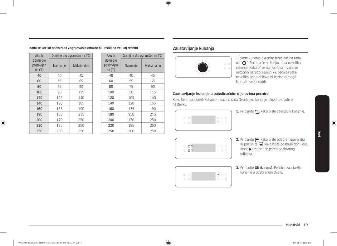 Samsung NV66M3531BS/EO, NV66M3531BS/OL manual Zaustavljanje kuhanja 