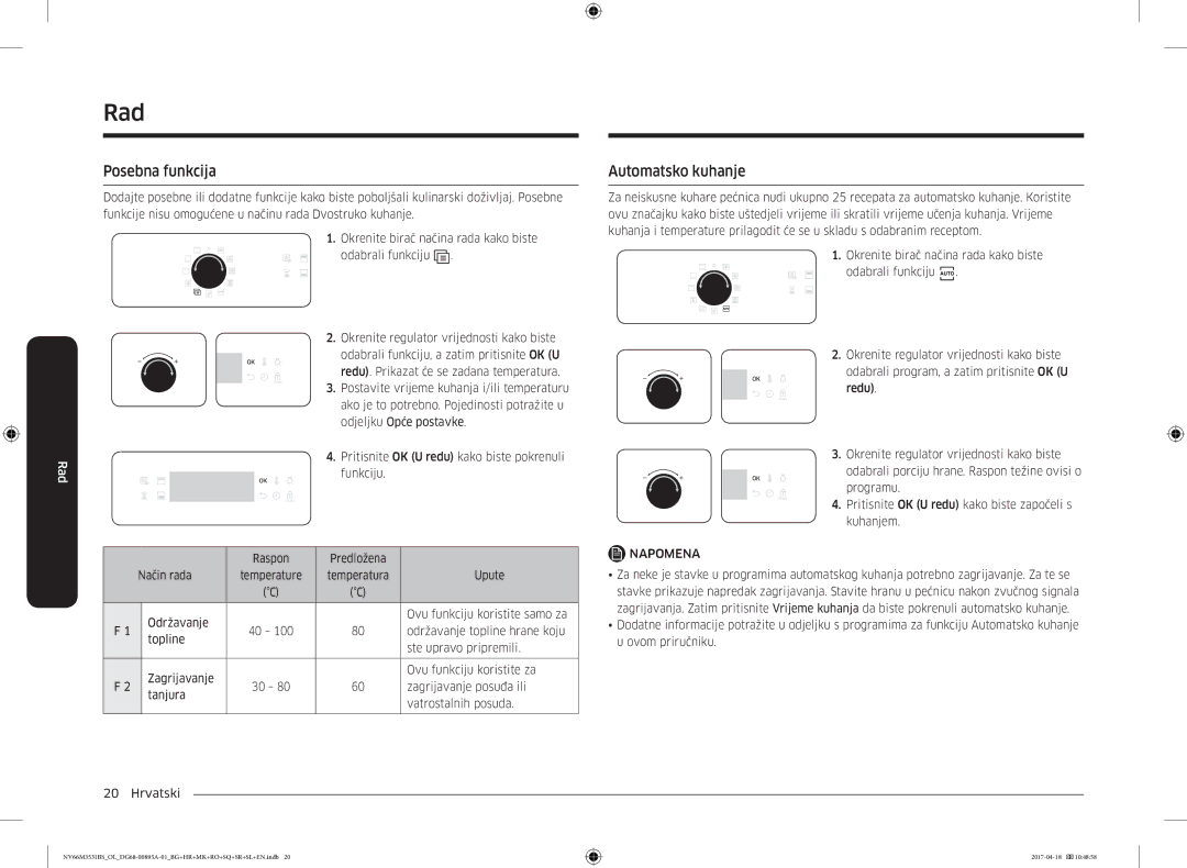 Samsung NV66M3531BS/OL, NV66M3531BS/EO manual Posebna funkcija, Automatsko kuhanje 