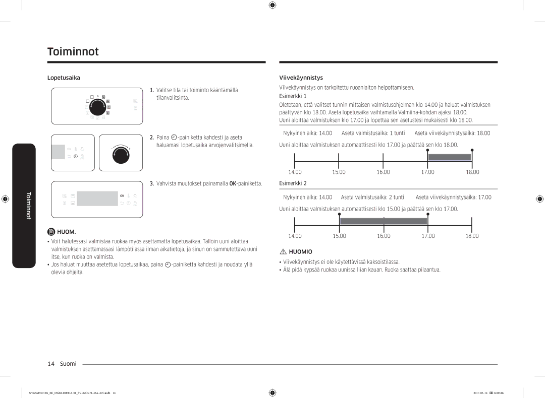 Samsung NV66M3571BS/EE manual Aseta viivekäynnistysaika 