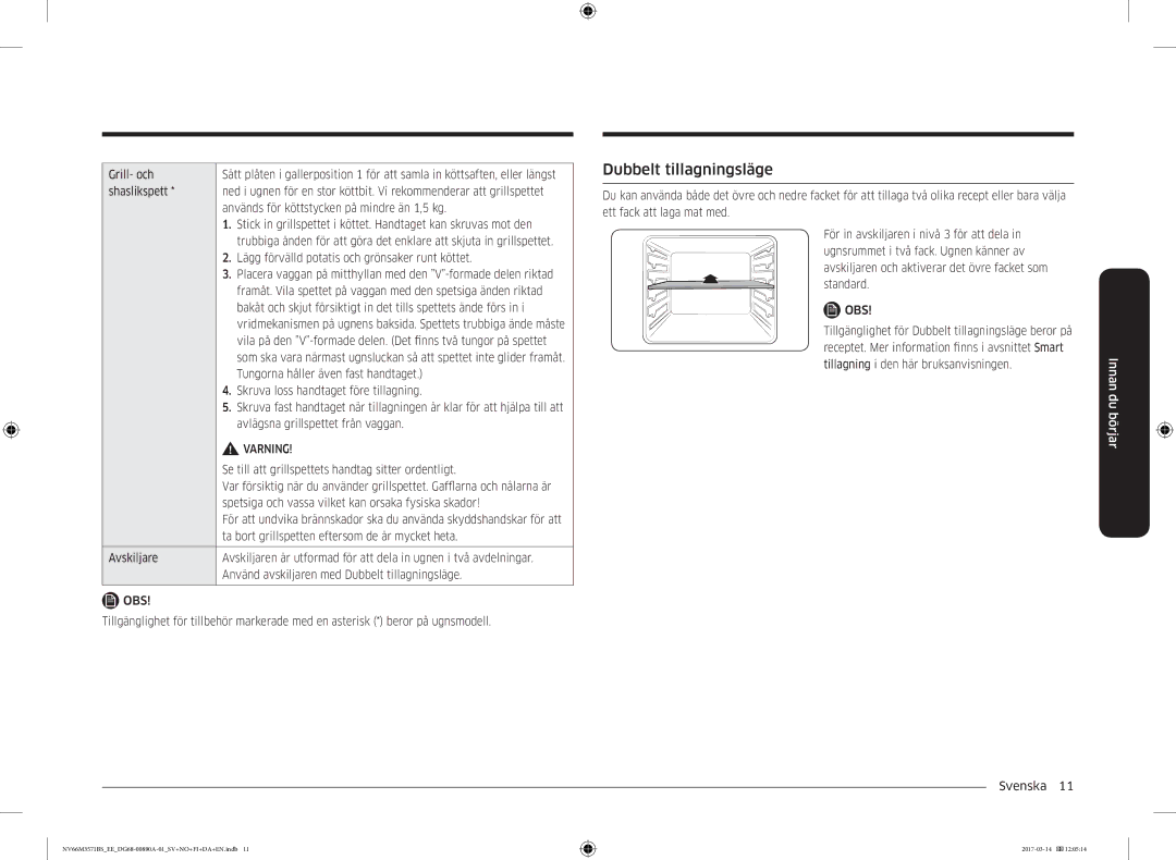 Samsung NV66M3571BS/EE manual Dubbelt tillagningsläge 