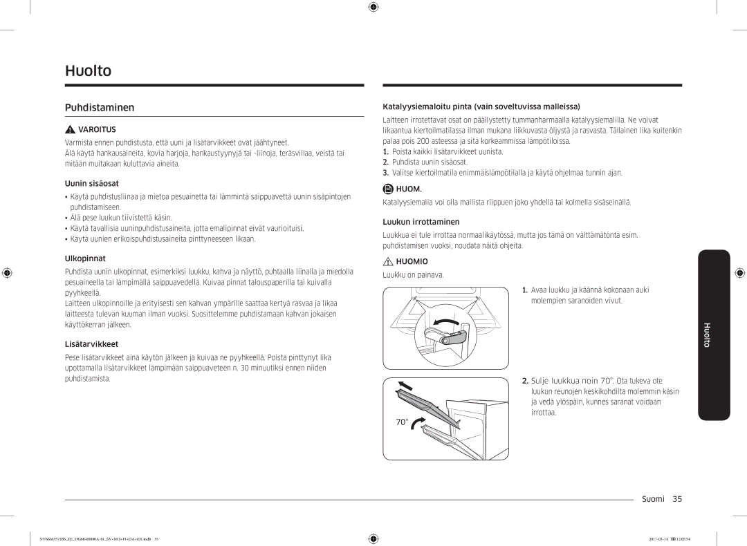 Samsung NV66M3571BS/EE manual Huolto 