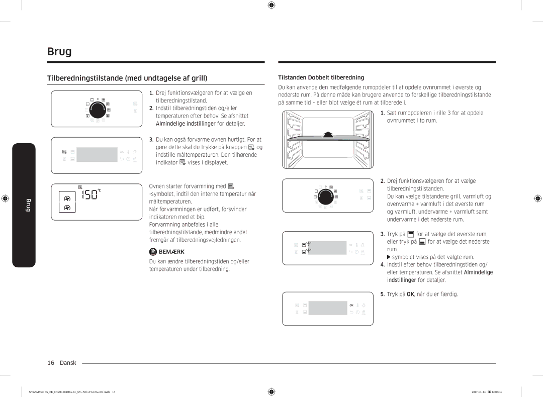 Samsung NV66M3571BS/EE manual Tilberedningstilstande med undtagelse af grill 