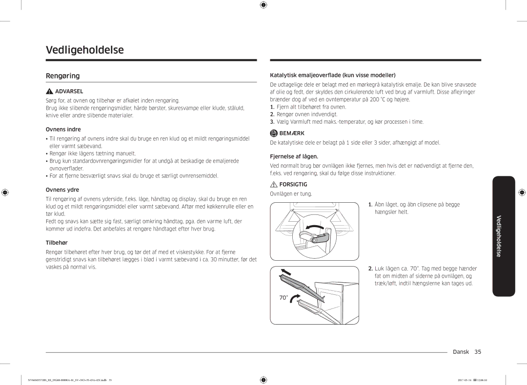 Samsung NV66M3571BS/EE manual Vedligeholdelse, Rengøring 