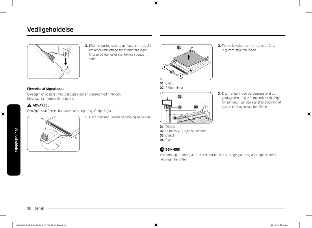 Samsung NV66M3571BS/EE manual Vedligeholdelse 